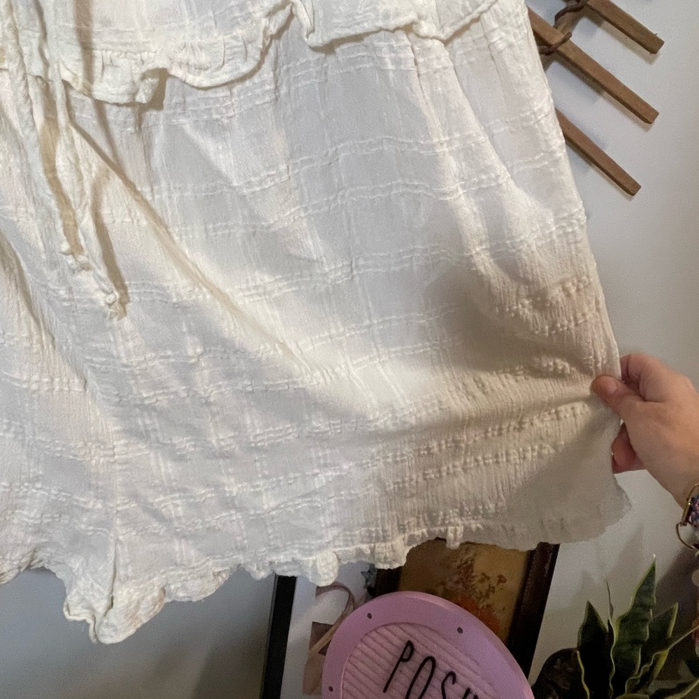 Urban Outfitters Cream Ruffle Romper Cotton Cottagecore Festival Farmers Daughtr - Picture 6 of 13